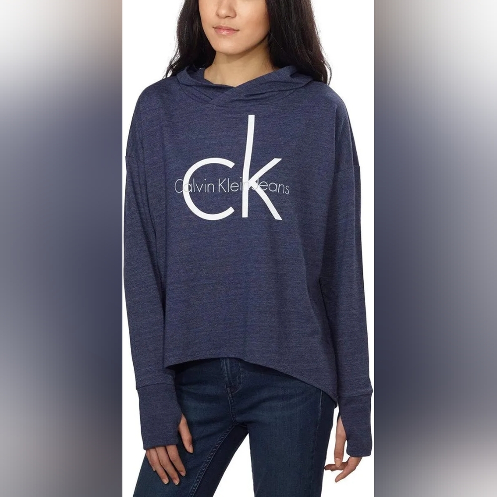 Calvin Klein Jeans Ladies Logo Lightweight Relaxed Fit Hoodie